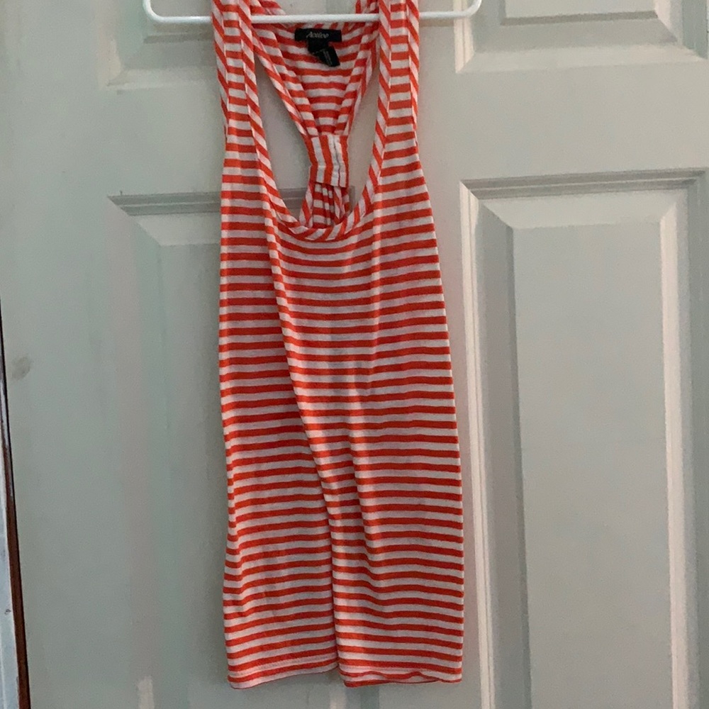 active tank orange and white strips size small